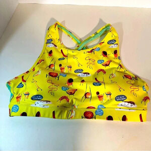 Push and Pole Top - Potatoes Cross Mesh Bra NWT XL Removable Pads Yellow Workout